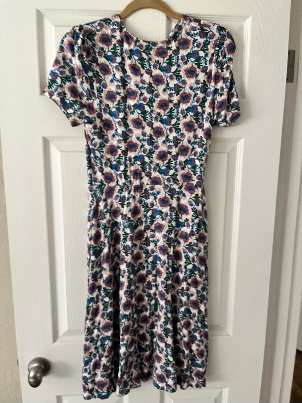 Boden Floral Scoop Neck Midi Dress - Pink, Teal & Purple - Picture 2 of 3